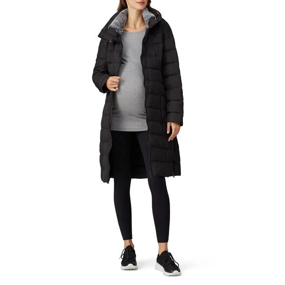 SERAPHINE Anna MATERNITY BLACK QUILTED HOODED DOWN FILL Puffer JACKET SIZE 4 NWT - Picture 1 of 16